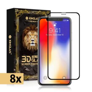 8 Packs Full Coverage Tempered Glass Screen Protector For iPhone X / XS / 11 Pro
