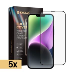 5 Packs Screen Printing Full Screen Black Edge Tempered Glass Screen Protector For iPhone 13 / 13 Pro / 14